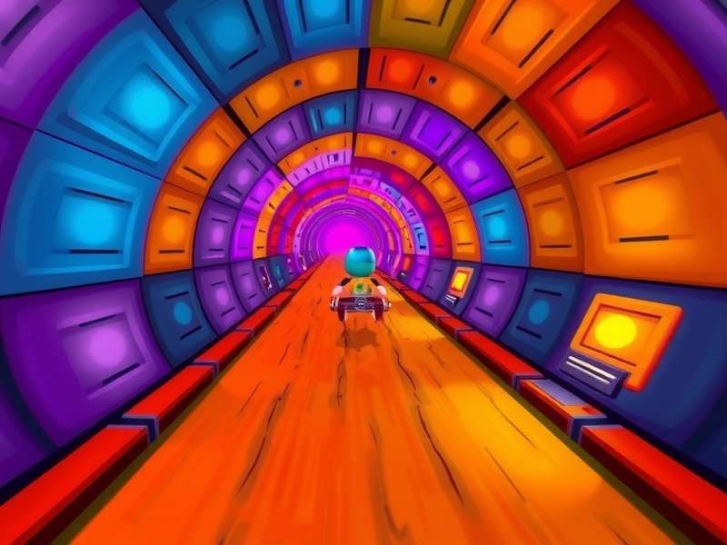 Indore Tunnel Trot gameplay screenshot showing a character running through colorful tunnels